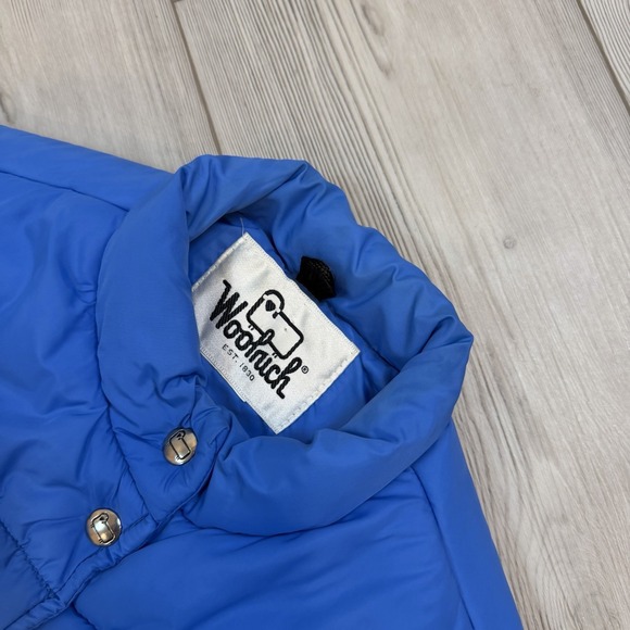 Woolrich Women's Medium Bright Blue Puffer Vest Pockets Vintage Snap Closure - Picture 4 of 8